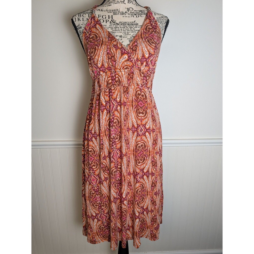 Allison Britney Women's Dress Paisley Size Large Babydoll Y2K Retro Knee Length